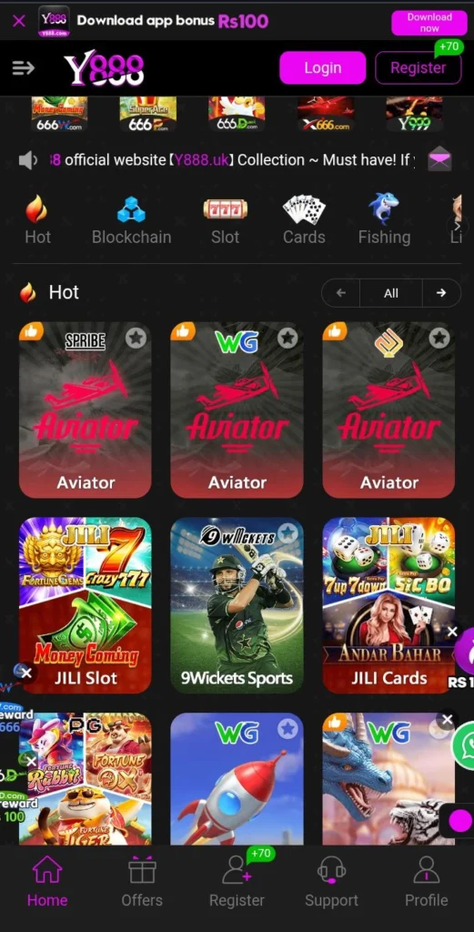 Y888 Game home screen real cash earning app