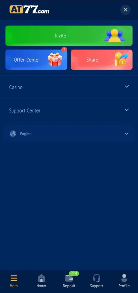 AT77 game invite bonus and special offers