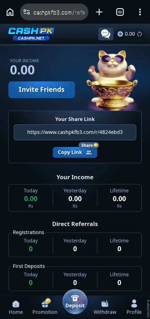 Cashpk Game Your income dashboard
