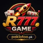 R777 Game modern glossy logo with rocket and casino elements